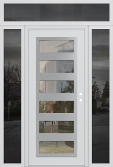 Diamond C9 68" x 96" white/white clear Glass Panel stainless steel LHI with 2 Sidelites and Transom mirrored Glass