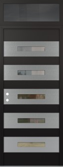 Diamond D9 36" x 96" black/black clear Glass Panel stainless steel RHI with Transom mirrored Glass
