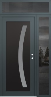 Diamond C4 48" x 96" anthracite/anthracite frosted Glass Panel black LHI with Sidelite and Transom mirrored Glass