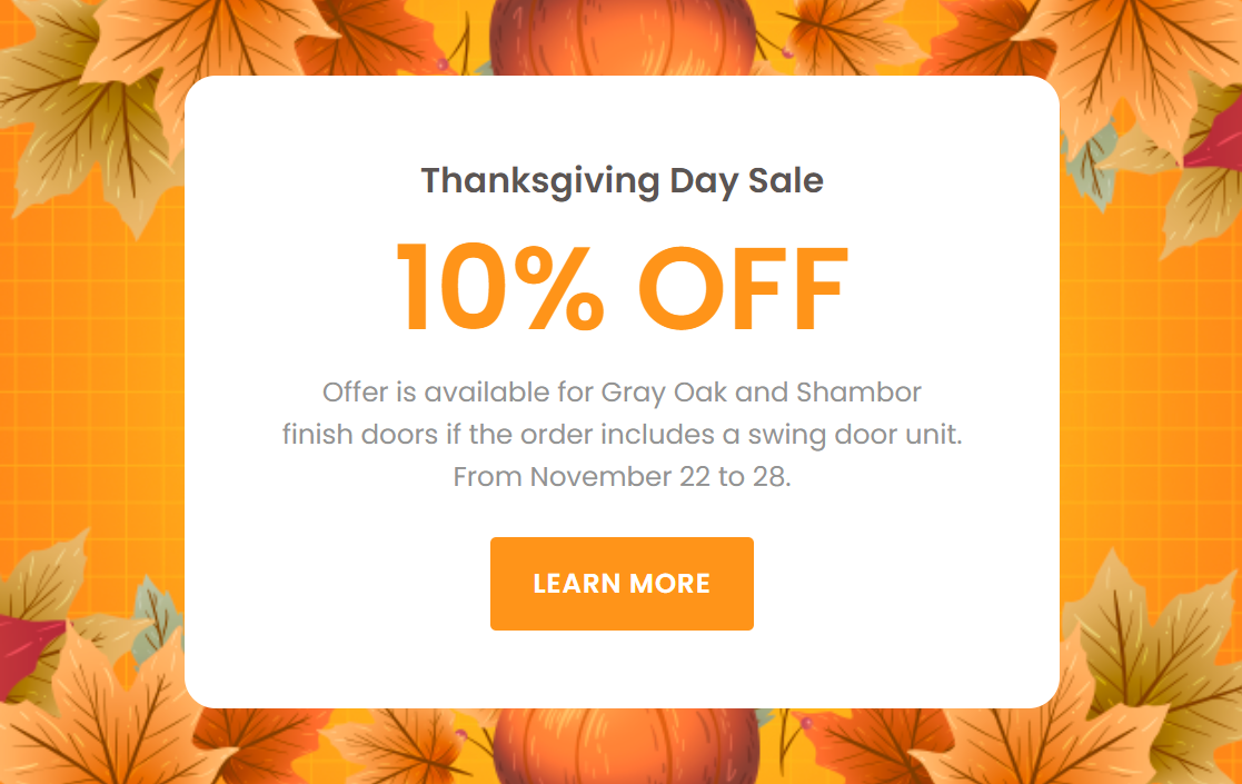 Thanksgiving day door sale